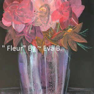 Handmade Painting Of A Vase Full Of Flowers Abstract Original Art 16x12 Canvas